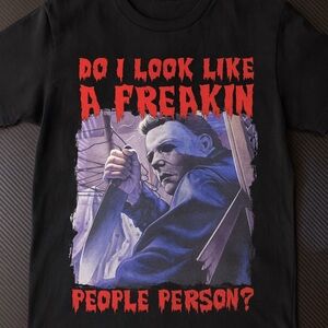 Gildan Black Graphic Tee with Red and Blue Design